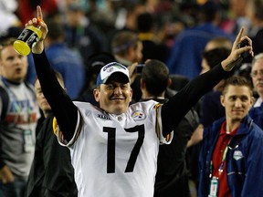 Punter Mitch Berger of the Pittsburgh Steelers celebrates on the field after their 27-23 win against the Arizona Cardinals during Super Bowl XLIII on February 1, 2009 at Raymond James Stadium in Tampa, Florida.  (Photo by Kevin C. Cox/Getty Images)