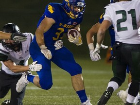 Brandon Deschamps helped lead UBC to 278 rushing yards Saturday in Edmonton. UBC had rushed 205 total yards the previous four games combined. (Rich Lam, UBC athletics)