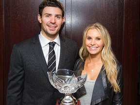 The secret is out: Montreal Canadiens goalie Carey Price and his wife Angela are expecting their first child.