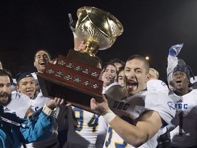 UBC's Brandon Deschamps was picked MVP of the 2015 Utecj Bowl on Saturday. (CP photo)