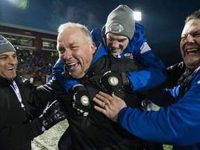 The expression of UBC head coach Blake Nill said  it all Saturday after the Thunderbirds won the Vanier Cup. (Richard Lam, UBC athletics)