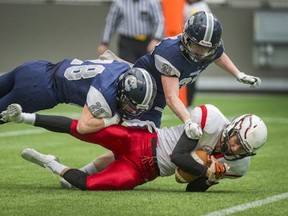 Carson Graham Eagles' running back Flynn Heyes was a tough man to stop Saturday at BC Place Stadium. (Arlen Redekop, PNG)