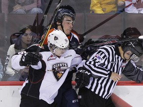 Thomas Foster is hurt again apparently. The Vancouver Giants centre left Friday's game against Kamloops in the second period and did not return. It was his first game this season. (Getty Files.)