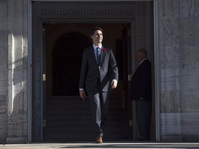 Prime Minister Justin Trudeau leaves Rideau Hall in Ottawa after being sworn in on Wednesday.