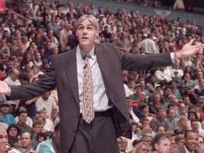 2-0? HOW DID THIS HAPPEN? Vancouver Grizzlies head coach Brian Winters on Nov, 5, 1995, the day his Grizz went to 2-0. (PNG photo by the late, great Colin Price)