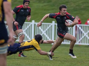Andrew Coe in action in 2015 for Rugby Canada U20 vs. Romania