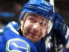 Chris Higgins took a heavy hit to the head from hulking Ducks rookie Nick Ritchie and wasn't at the game-day skate Tuesday. Andrey Pedan took his place on a line with Jared McCann and Radim Vrbata. (Getty Images via National Hockey League).