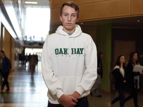 Oak Bay Barbers' senior outside hitter Nick Mickelberry is The Province's 2015 B.C. boys high school volleyball player of the year. (Chad Hipolito for The Province)