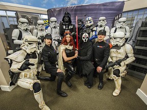 Members of the Outer Rim Garrison — B.C.’s division of the 501st Legion, a collective of Star Wars fans who make their own costumes — assemble in Langley. While they’re inspired by the dark side, they use their powers for good. (Arlen Redekop, PNG)