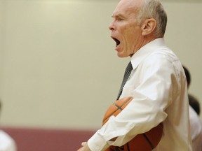 St. George's Saints head coach Bill Disbrow leads his team against Vancouver College on Wednesday. (PNG photo)