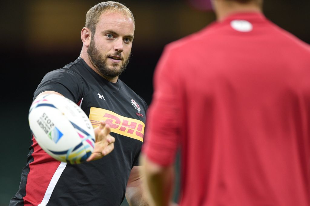 Canada's prop Doug Wooldridge attends a training session at the Millennium stadium in Cardiff on September 18, 2015 ahead of the 2015 Rugby Union World Cup. AFP PHOTO / DAMIEN MEYER RESTRICTED TO EDITORIAL USE        (Photo credit should read DAMIEN MEYER/AFP/Getty Images)