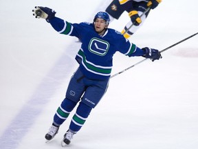 Sven Baertschi, trying to fly as high as an eagle. THE CANADIAN PRESS/Darryl Dyck