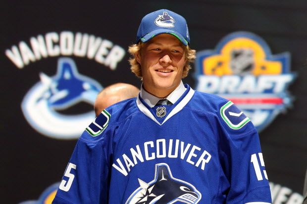 SUNRISE, FL - JUNE 26:  Brock Boeser poses after being selected 23th overall by the Vancouver Canucks in the first round of the 2015 NHL Draft at BB&T Center on June 26, 2015 in Sunrise, Florida.  (Photo by Bruce Bennett/Getty Images)