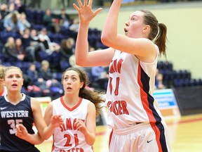 Simon Fraser forward Rachel Fradgley was effective Tuesday but needed more touches in her team's home court loss to the Western Washington Vikings. (Ron Hole, SFU athletics)
