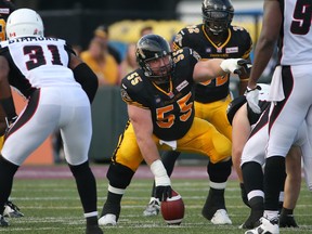 The B.C. Lions will be looking for former Hamilton Tiger-Cat Tim O'Neill to be on point with their offensive line this season. (Getty Images File.)