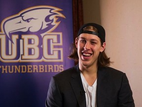 Boston Celtics star Kelly Olynyk of Kamloops showed his red-blooded Canadian Interuniversity Sports family roots on Wednesday, stepping aboard as an ambassador for the 2016 CIS Final 8 national men's championships being held at UBC in March. (Richard Lam, UBC athletics)