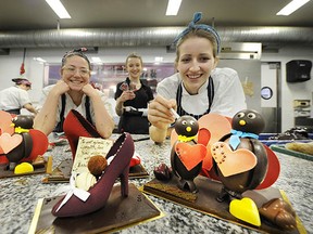 High-heeled shoe and Love Birds Valentine's Day treats on display at Thomas Haas's specialty shop on Harbourside Drive in North Vancouver. (Mark van Manen, PNG)