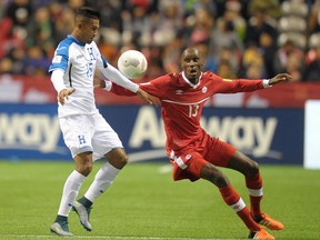 Canada and Honduras in CONCACAF qualifying action at BC Place in November. Canada Soccer president Victor Montagliani has announced he's seeking the presidency of the regional soccer body, which has been caught up in an on-going corruption scandal. (Nic Procaylo/PNG)