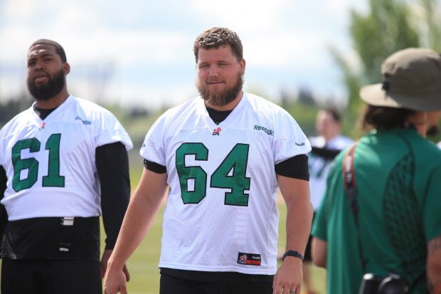 SASKATOON, SASK.; JUNE 4, 2014 -  Day 4 of the Saskatchewan Roughriders file photos of morning practice at Griffith Stadium in Saskatoon, June 4, 2014 (Gord Waldner, The StarPhoenix) Levy Adcock