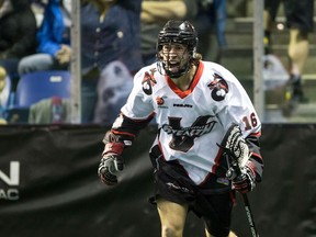 Ryan Wagner celebrates scoring on his first-ever NLL shift for the Vancouver Stealth Saturday. The Stealth beat the Colorado Mammoth 15-7. (Garrett James photo.)