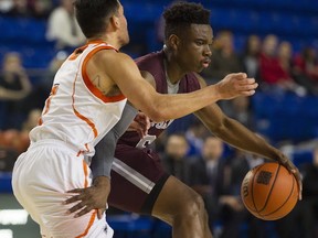 Ottawa's Caleb Agada led his Gee-Gee's past the Thompson Rivers WolfPack on Friday at the CIS Final 8's consolation round. (Gerry Kahrmann, PNG)
