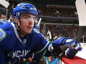 Alex Burrows is playing tonight but the winger realizes when Radim Vrbata and Jannik Hansen return from injury — along with the goal to develop youth — that his future is uncertain. (Getty Images via National Hockey League).