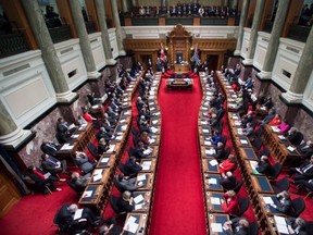 Lt.-Gov. Judith Guichon delivers throne speech Feb. 9, 2016, in legislature. Many want the provincial government to strengthen B.C.’s freedom-of-information laws to cover all public bodies. (CANADIAN PRESS FILES)
