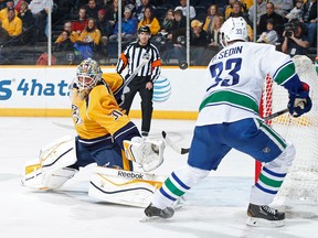 Henrik Sedin is expected to return to the Vancouver line-up tonight against the Nashville Predators.  (Photo by John Russell/NHLI via Getty Images)