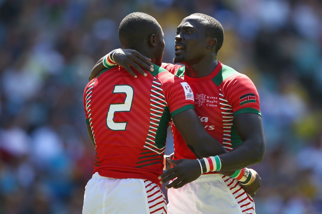 during the 2016 Sydney Sevens match between  at Allianz Stadium on February 7, 2016 in Sydney, Australia.