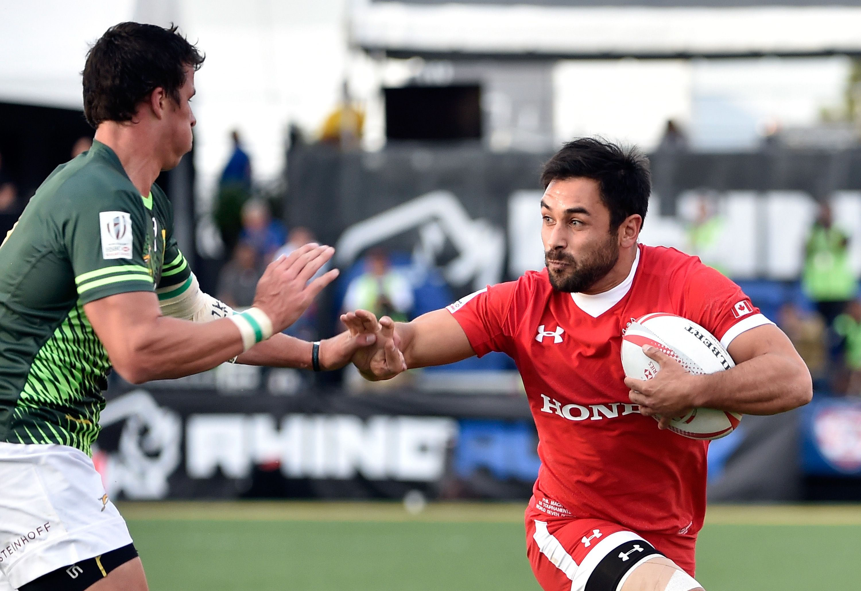 Phil Mack scored two tries on day one for Canada at the USA 7s.  (Photo by David Becker/Getty Images)