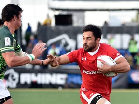 Phil Mack scored two tries on day one for Canada at the USA 7s in March.