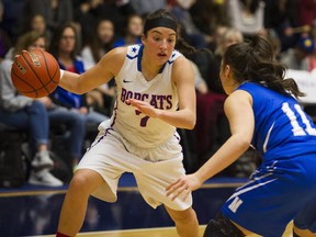 Aislinn Konig in action Saturday en route to her third straight BC girls Triple A MVP title. (Gerry Kahrmann, PNG)