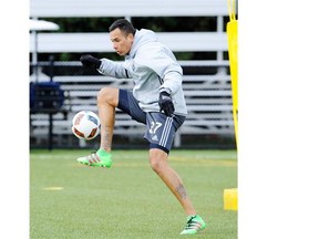 Blas Perez, shown at a team practice, demonstrated in Seattle that the Whitecaps have added a player who, in the biggest games, will make a difference.   Mark van Manen/PNG files