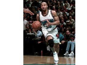 Blue Edwards heads to the hoop in a 1996 game in Vancouver.   STUART DAVIS/PNG files