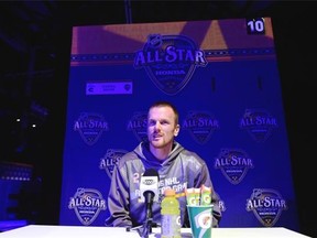 Daniel Sedin of the Vancouver Canucks speaks during Media Day for the 2016 NHL All-Star Game at Bridgestone Arena on Friday in Nashville.