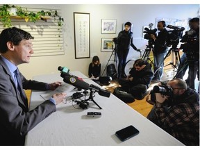 New Democrat MLA David Eby is shown at a news conference where he raised allegations of fraudulent practices by some realtors in Metro Vancouver.