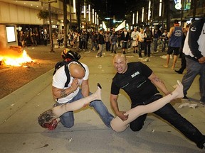 Mayhem on the street during the 2011 Stanley Cup riot in downtown Vancouver. The incident is now being turned into a theatre production by a local company.