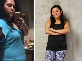 Isabel Medina always struggled with her weight. She didn't find success in exercise until she hired a trainer at Steve Nash. Her weight went from 218 pounds (left) to 143 pounds (right) and she's "still pushing."