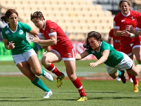 Ghislaine Landry powers clear of the Irish defence