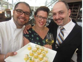 Fine dining returns to the culinary scene. Among the newest white linen establishments is Ancora, helmed by, from left, Ricardo Valverde, Tara Thom, and Andrea Vescovi serving a unique mix of Peruvian and Japanese fare at the former C Restaurant space.