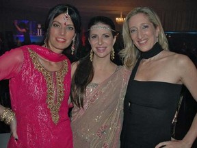 From left, Parise Siegel, Lauren Hornor and Rachel Greenfeld were among the 450 colourful guests who made the red carpet parade to the first-ever Bollywood Ball.