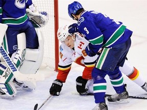 Markus Granlund plays for Calgary against the Vancouver Canucks, the team he now joins,  in the 2015 playoffs. Granlund isn’t likely to score a ton of goals but he’s good, smart player.