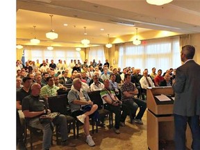 A meeting of the group 100 Men Who Give a Damn, the Kelowna chapter of a string of similarly titled groups across North America, inspired by the women-only groups 100 Women Who Care. — Chris Wills