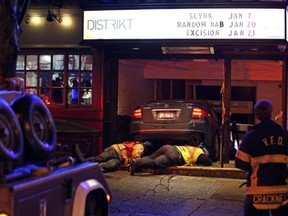 Sgt. Glenn Vermette said the car's tail lights were flush with the building's walls when he arrived at Distrikt nightclub on Thursday, Jan. 21, 2016.
