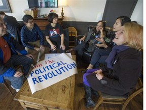 Vancouver's "B.C. for Bernie" group of expatriate Americans want other expats to support Democrat candidate Bernie Sanders. The group includes (from right to left) Alysa Huppler-Poliak, Sarah Tseng, Pia Massie, Julie Boton, Nathanel Lowe and David Ivaz.