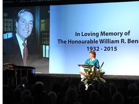 A celebration of Bill Bennett's life was held in his hometown of Kelowna, B.C., on Sunday, where friends and colleagues shared their memories of the man who helmed the province from 1975 to 1986.