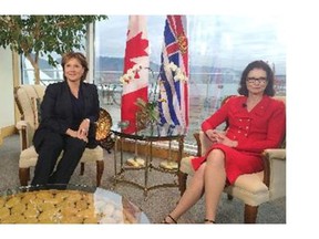 Former finance minister Carole Taylor, right, has been appointed as a $1-a-year part-time adviser to Premier Christy Clark.