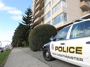 A New Westminster police cruiser at the scene of a crime.