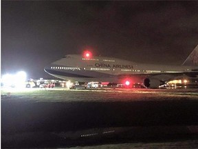 No one was injured after a China Airlines Boeing 747 took a turn off the taxiway Tuesday night at the Vancouver International Airport.