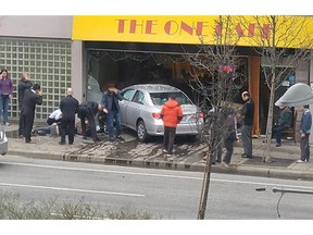 Two pedestrians were rushed to hospital Wednesday after they were struck by a car involved in a three-way collision. Just before 10 a.m. Richmond RCMP were called to the intersection of No. 3 and Saba roads for the report of two pedestrians hit by a vehicle. Three cars were involved in an initial crash.